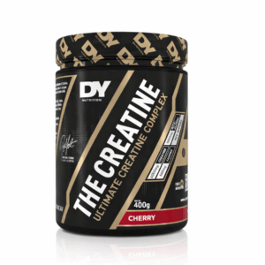 DY CREATINE Monohydrate 400gr flavoured creatine powder supplement white background glossy reflection