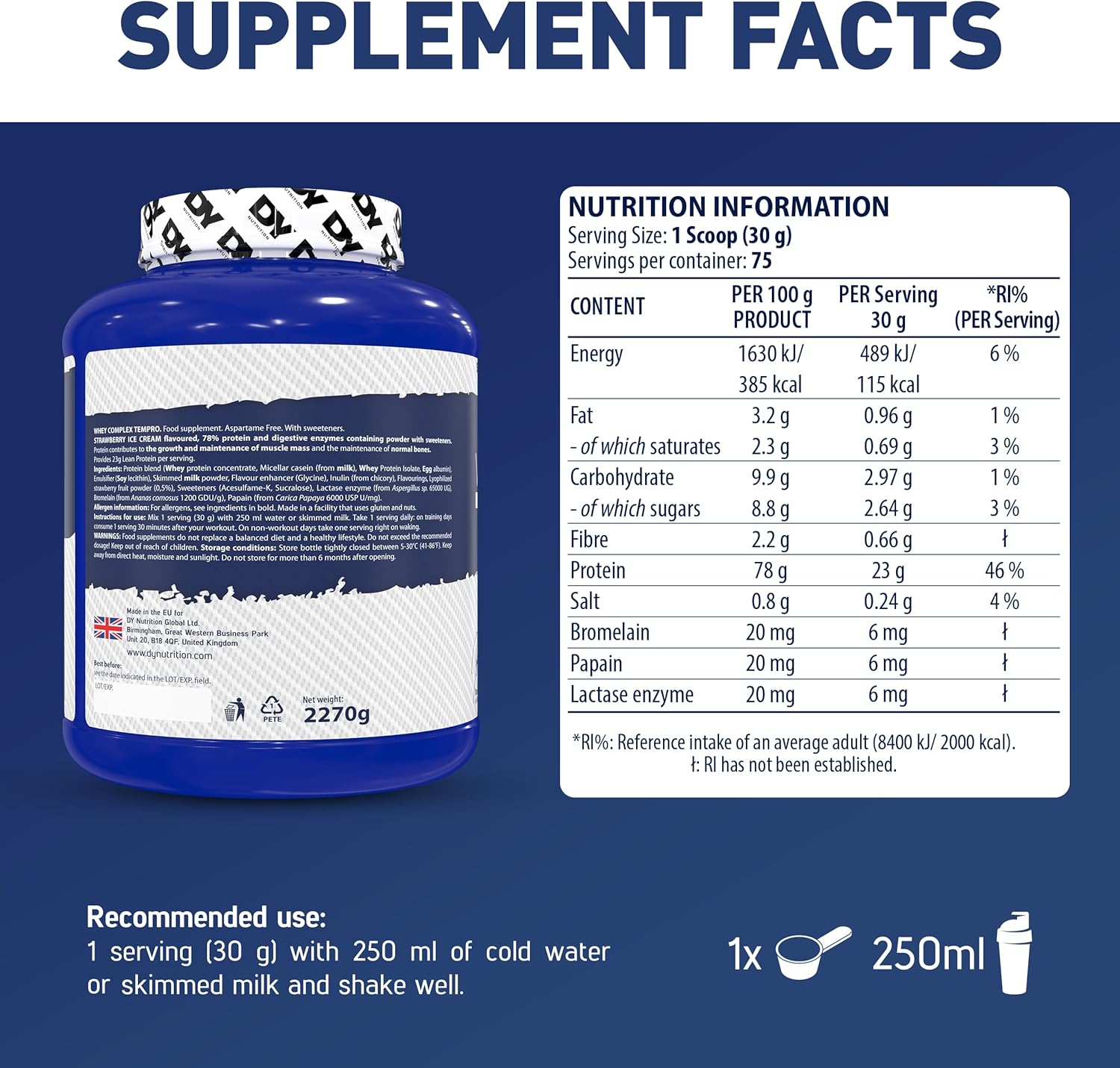 81cFDBh42TL._AC_SL1500_ Supplement facts and nutrition label of DY Nutrition Tempo Protein 2270g