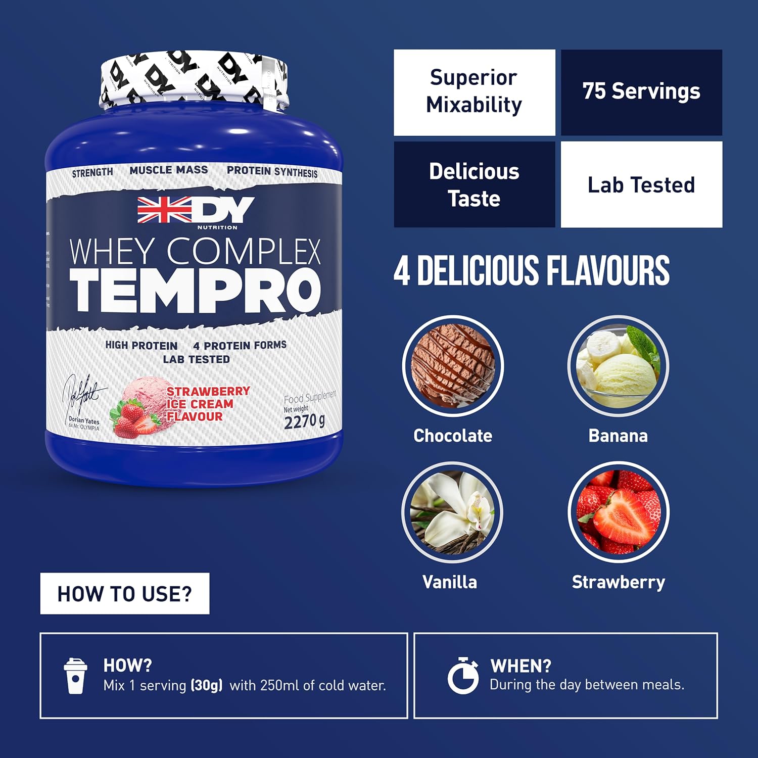 81oPnr8clIL._AC_SL1500_ DY Whey Complex Tempro – 2270g Strawberry Ice Cream Flavour with 4 Delicious Options: Chocolate, Banana, Vanilla, Strawberry