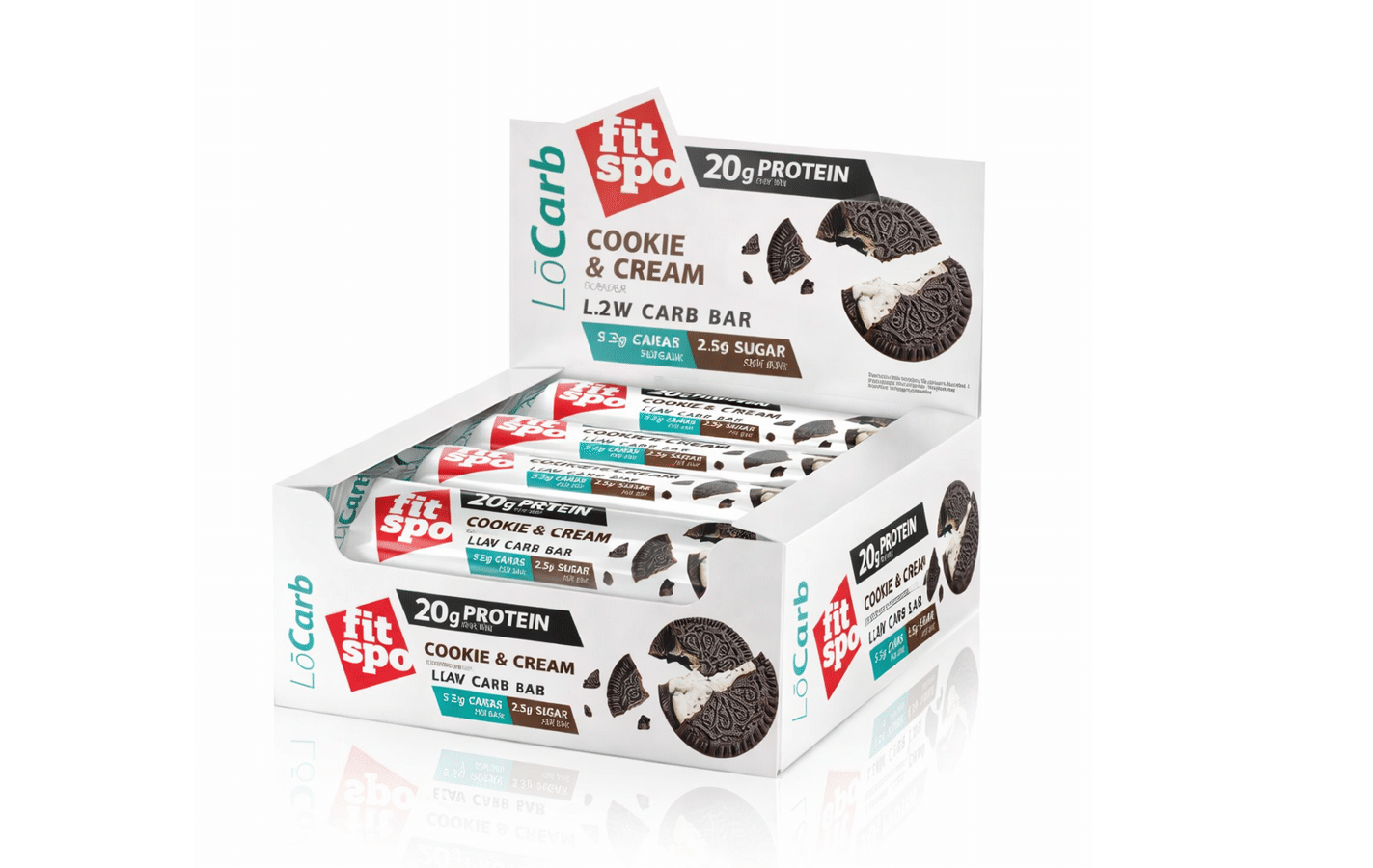FitSpo Low Carb Protein Bar Cookies and Cream 20g protein snack box