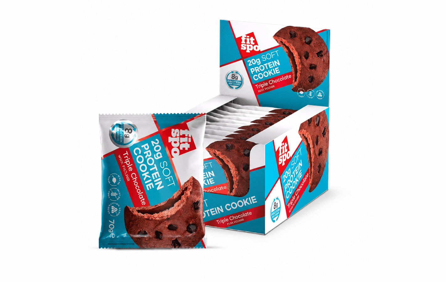 FitSpo Triple Chocolate Protein Cookie 10 x 70g