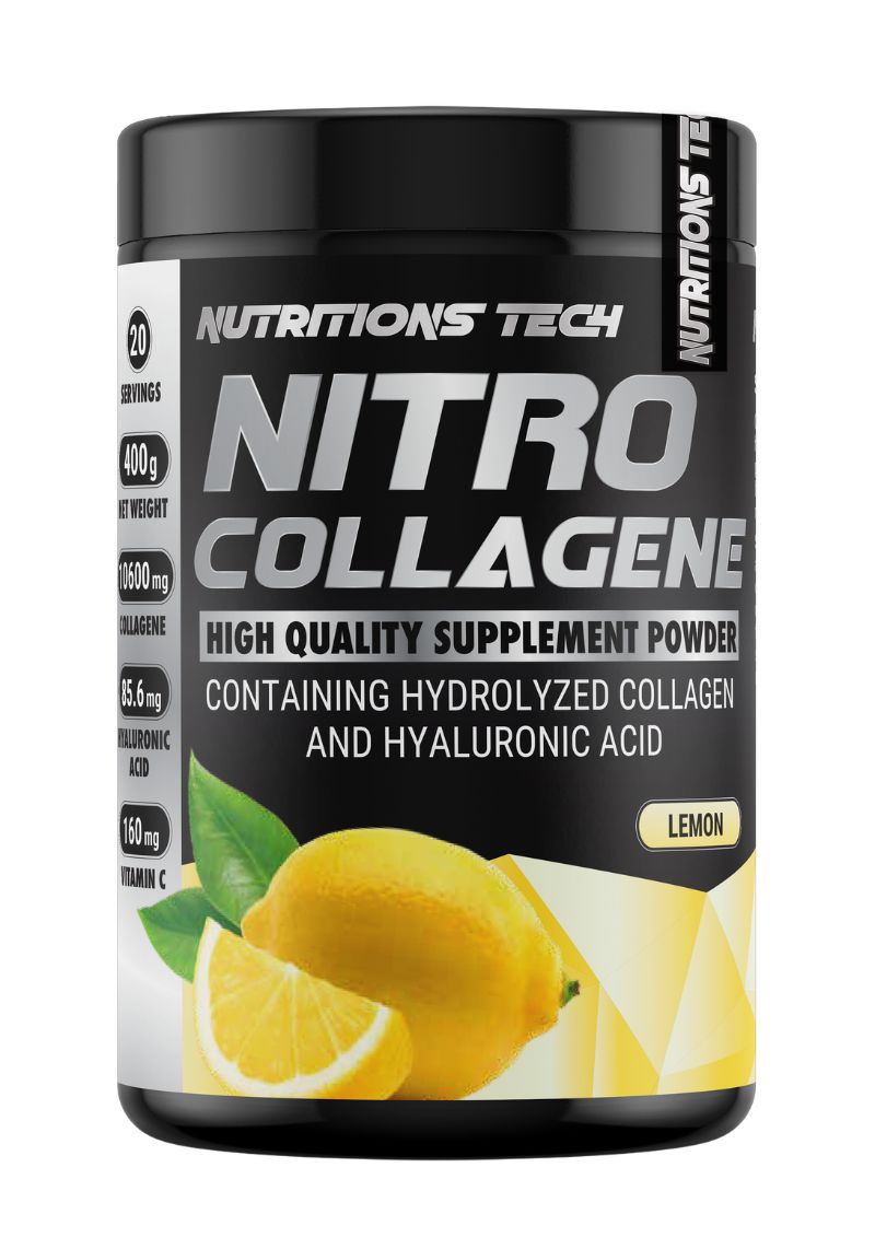 nitro-collagen-lemon NITRO COLLAGENE 400g collagen powder Lemon with vitamin C and hyaluronic acid supplement