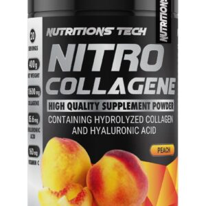 nitro-collagen-peach NITRO COLLAGENE 400g collagen powder Peach with vitamin C and hyaluronic acid supplement