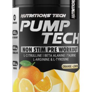 pump-tech-orange PUMP TECH NO STIM Pre-Workout 400g caffeine-free pump formula