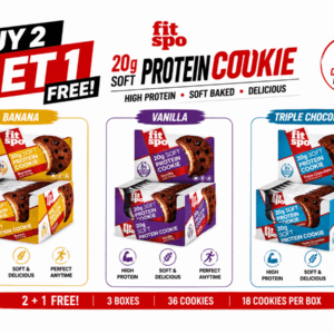 BUY 2 GET 1 FREE FITSPO PROTEIN COOKIE 10 × 70g Banana Vanilla Triple Chocolate | VIP Supplements Cyprus