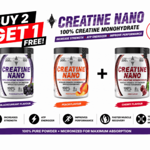 BUY 2 GET 1 FREE AZGARD Creatine Nano Monohydrate Flavored 500g Blackcurrant Peach Cherry | VIP Supplements Cyprus