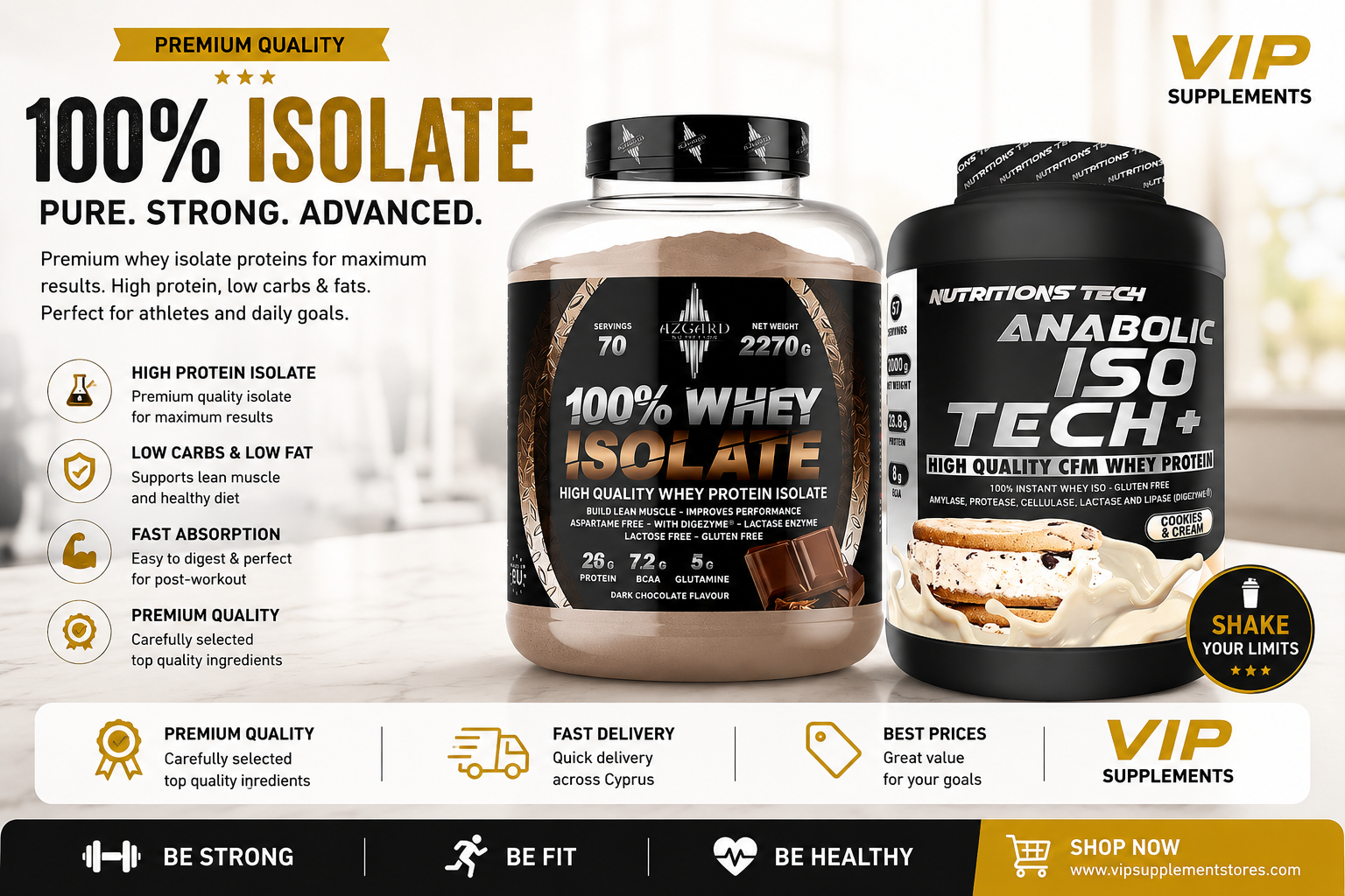 Premium Isolate Protein in Cyprus | VIP Supplements Cyprus