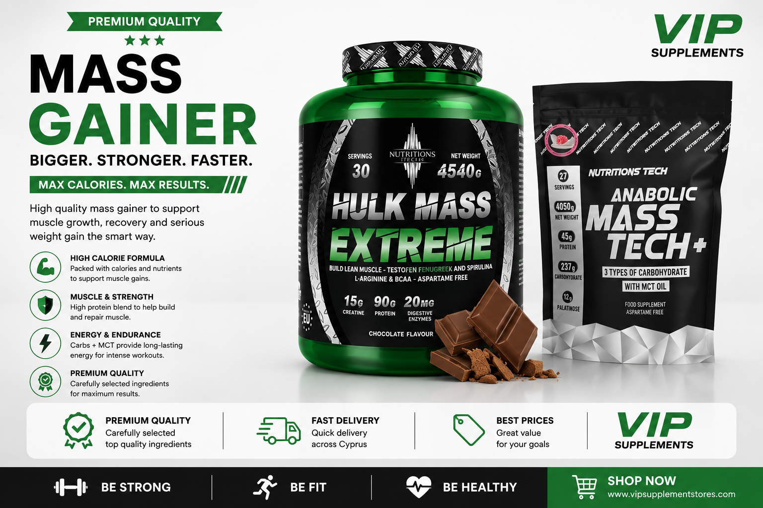 Premium Mass Gainer in Cyprus | VIP Supplements Cyprus