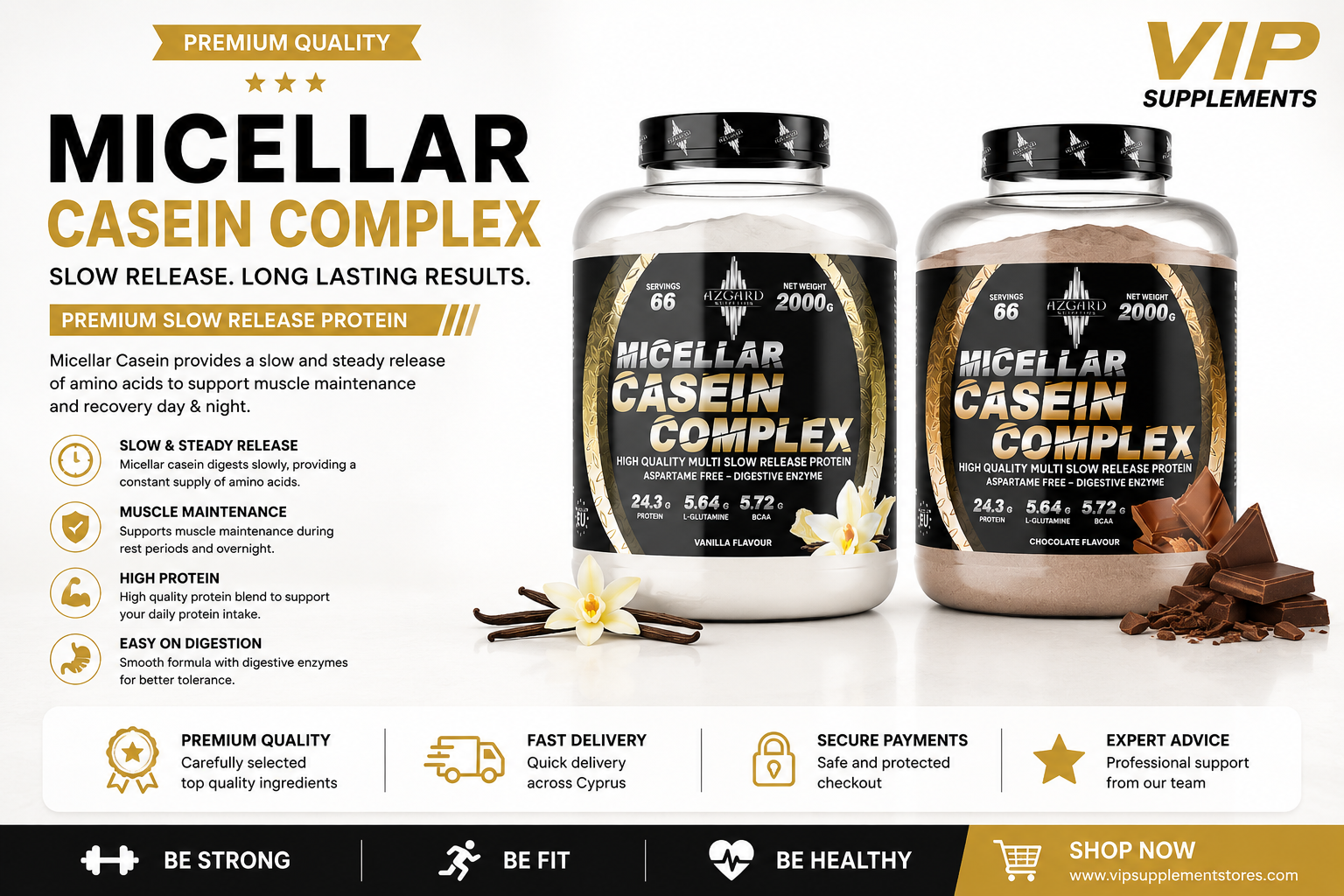 Premium Casein Protein in Cyprus | VIP Supplements Cyprus