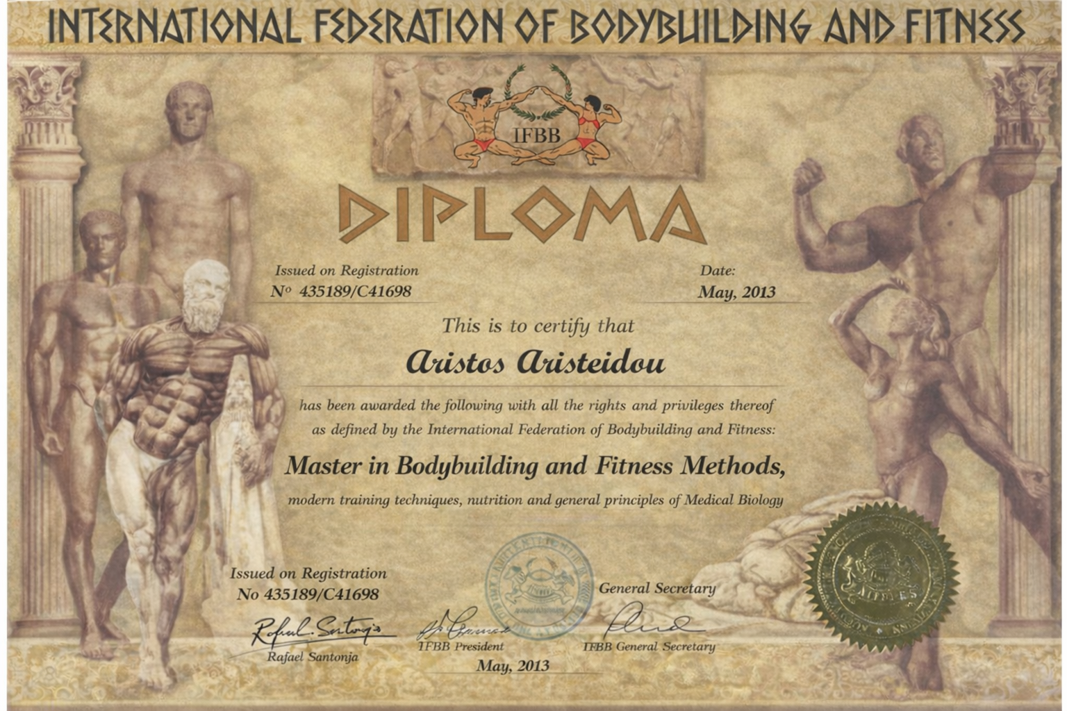 Master diploma in bodybuilding and fitness