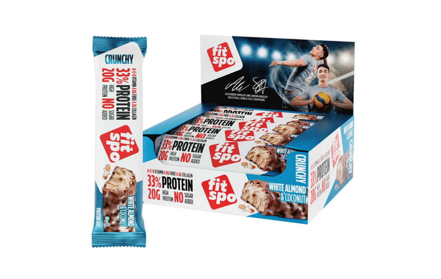 FitSpo CRUNCHY Coconut Almond Protein Bar 12 x 60g