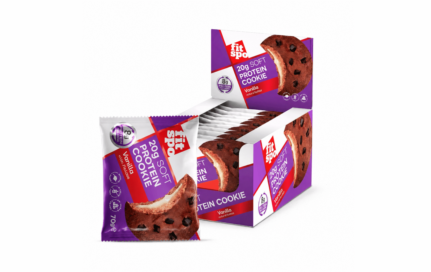 FitSpo Vanilla Protein Cookie 10 x 70g